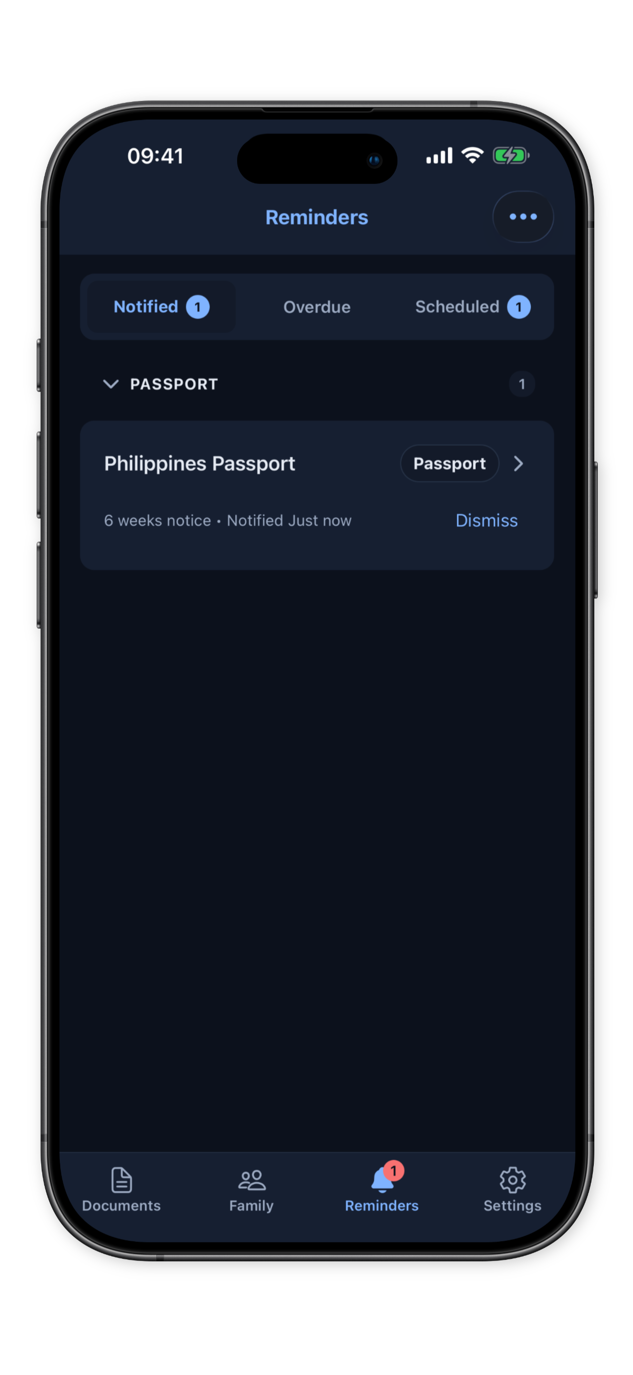 Smart reminders with 6 weeks notice notification